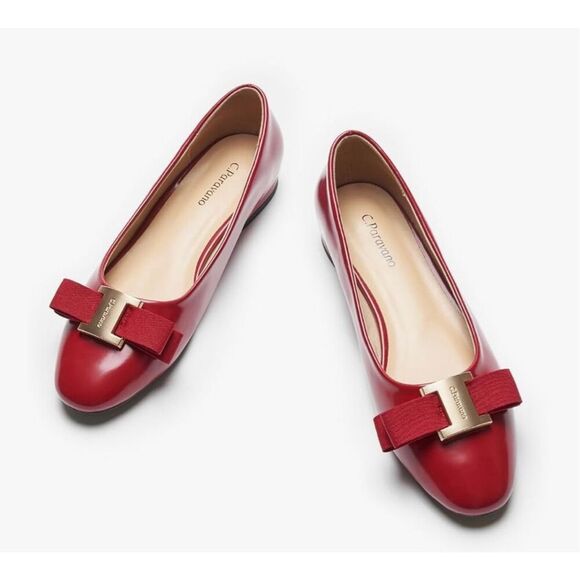 C.Paravano Women's Ballet Flats | Round Toe Bow Accent Shoes - Picture 1 of 9